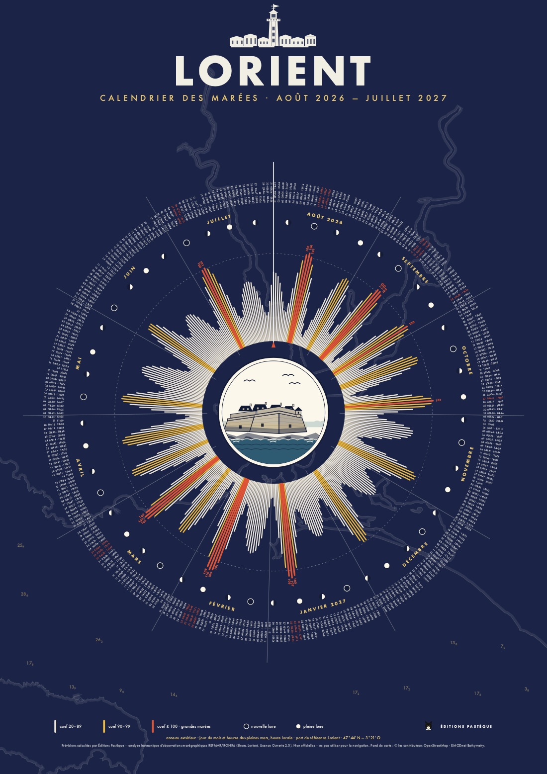 Affiche calendrier des marées de Lorient